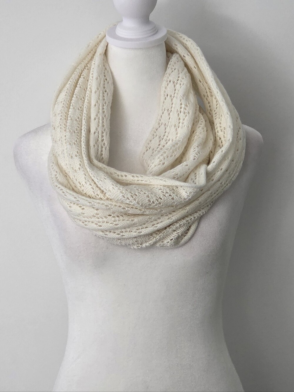 Cream Lace Knit Infinity Scarf - Women Accessories